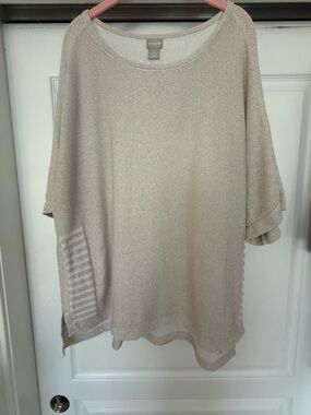Chico's Silver Metallic Knit Tunic